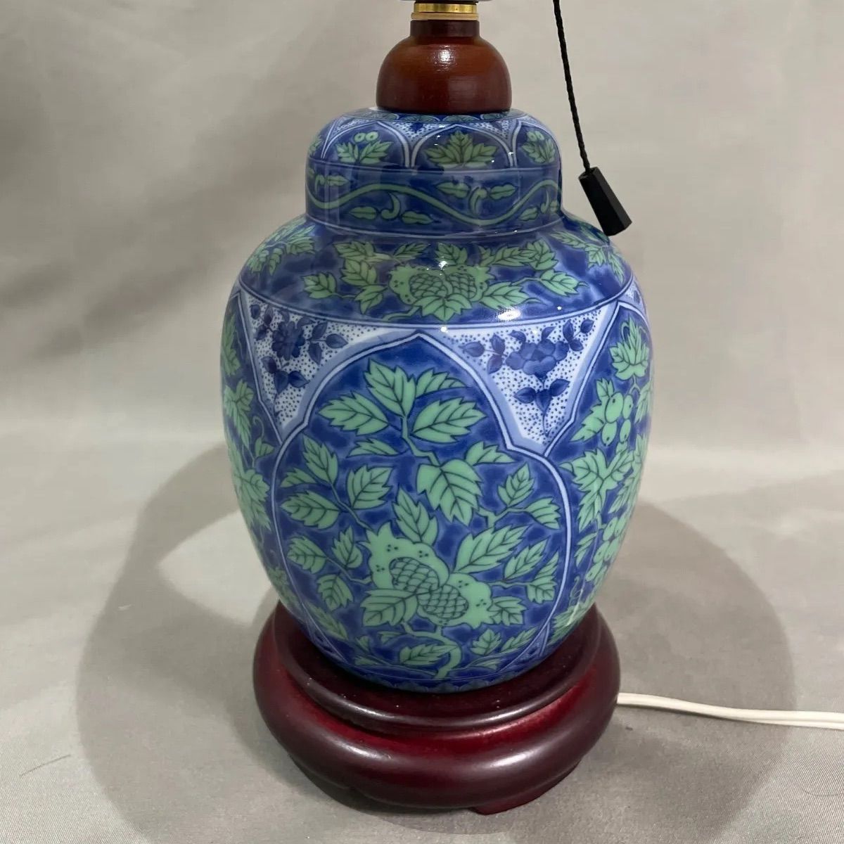 青華緑彩 陶器製テーブルランプ スタンド ランプ 花瓶卓上ライト