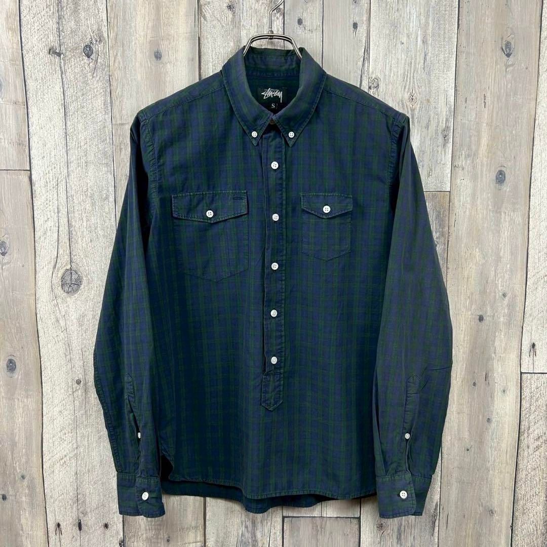 OLD STUSSY 緑タグ 80s ステューシー 長袖 チェック シャツ S