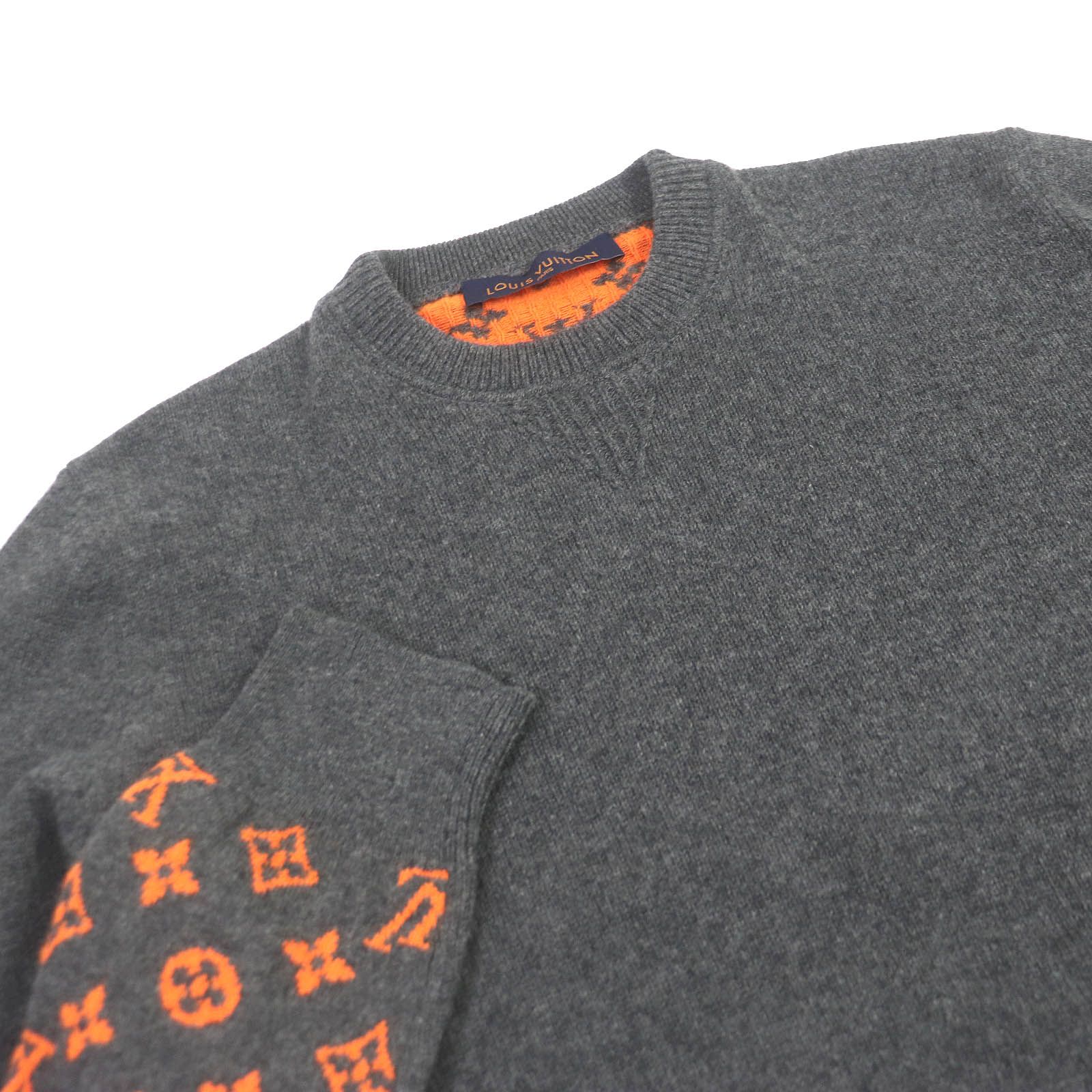 Louis Vuitton モノグラムセーター グレー/オレンジ　カシミア Louis Vuitton モノグラムセーター グレー/オレンジ カシミア