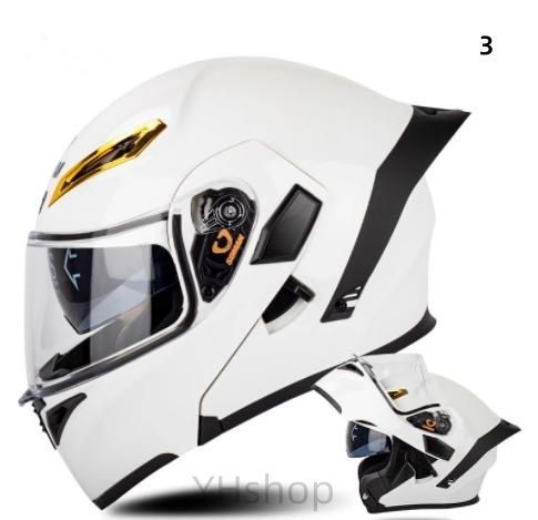 人気ホワイトシステムヘルメットフルフェイス ダブルレンズ シールド2枚付き 新モデル】人気システムダブルレンズフルフェイスヘルメット