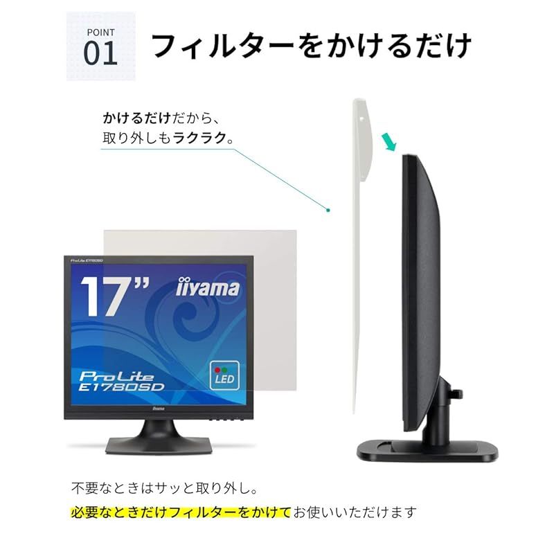 【新着商品】LOE(ロエ) 17インチ (5:4) ブルーライトカット フィルター 液晶 モニター スクリーン アクリル 保護 パネル フィルム ゲームモニター テレビ ガード 据え置き型 (グレア)
