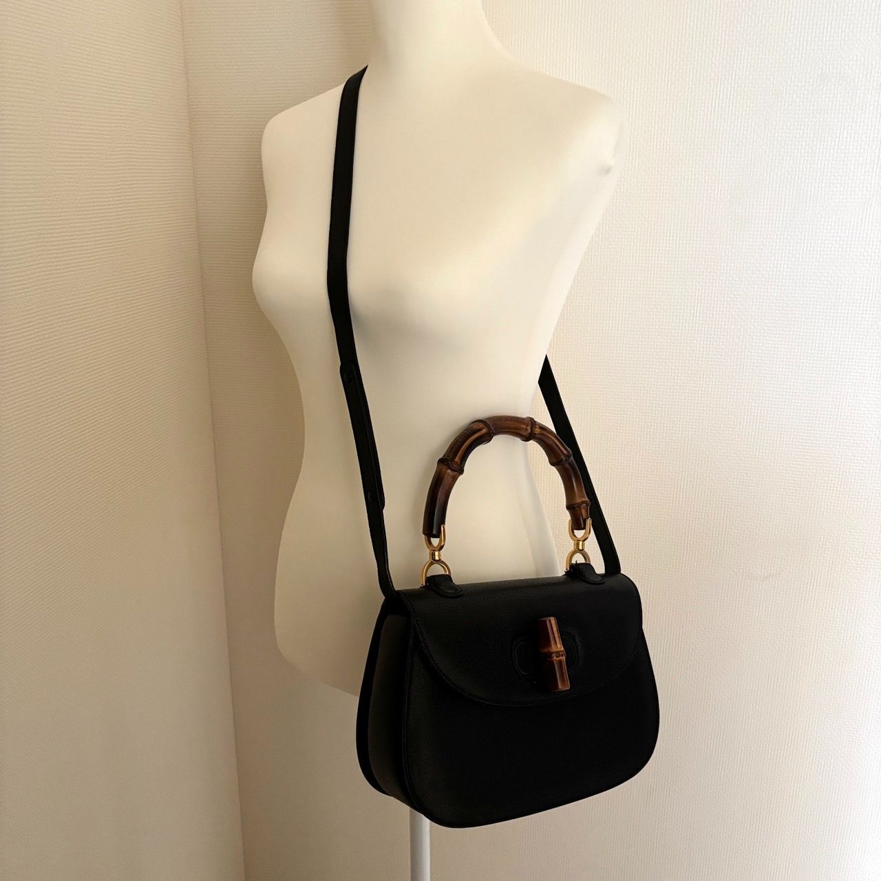 極美品】GUCCI グッチ 2way バンブー ショルダーバッグ ターンロック 