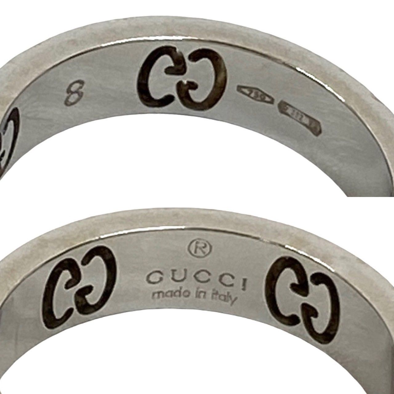 極 美品 GUCCI グッチ アイコン スターダスト リング K18 ホワイト  