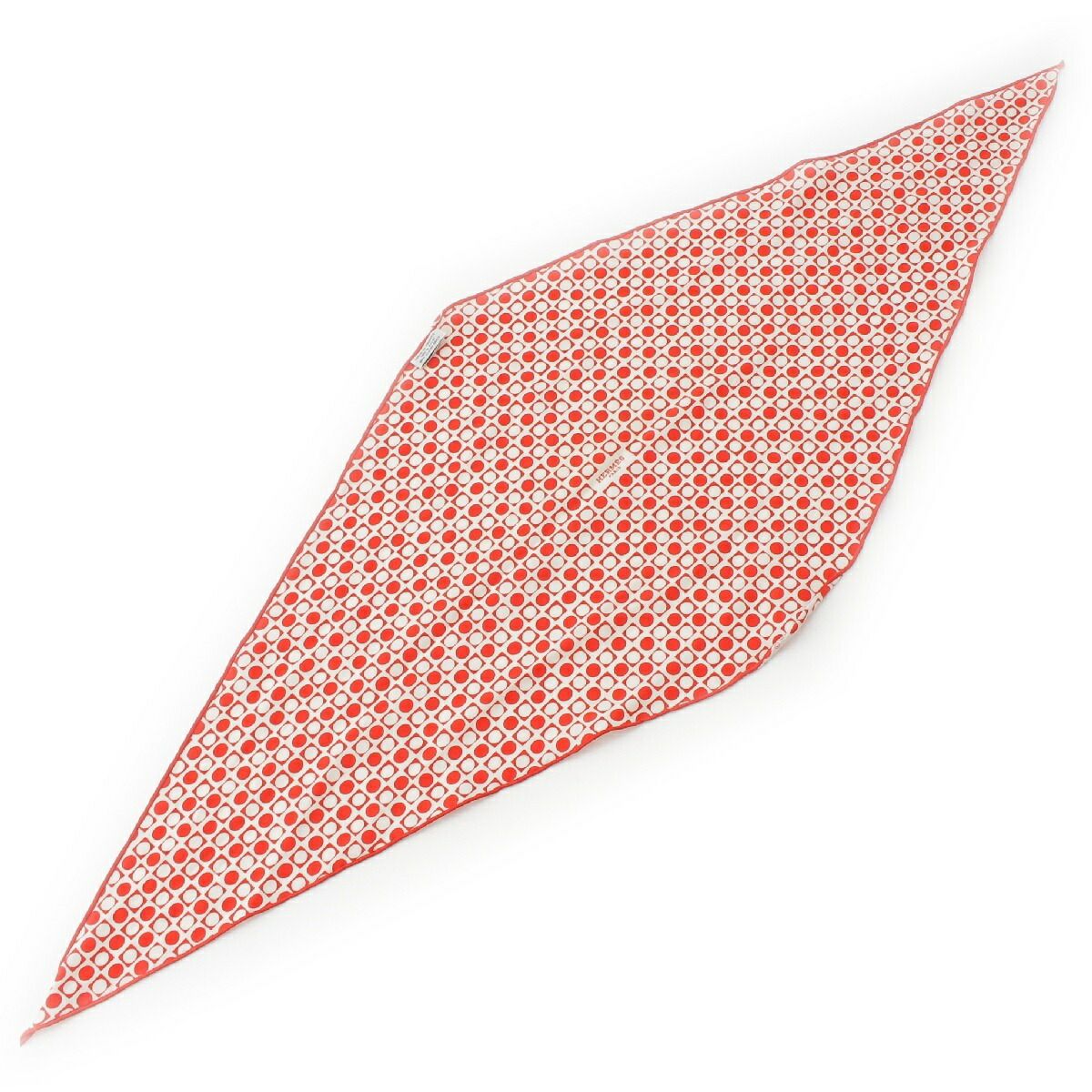 HERMES エルメス ロザンジュ シルク100% レッド エルメス ロザンジュ シルク スカーフ ひし型 ドット 小物 レッド