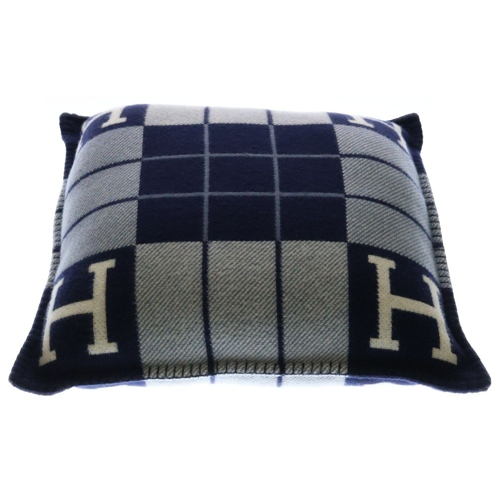 HERMES エルメス アヴァロンIII PM Hロゴ ウール×カシミヤ クッション ブルー