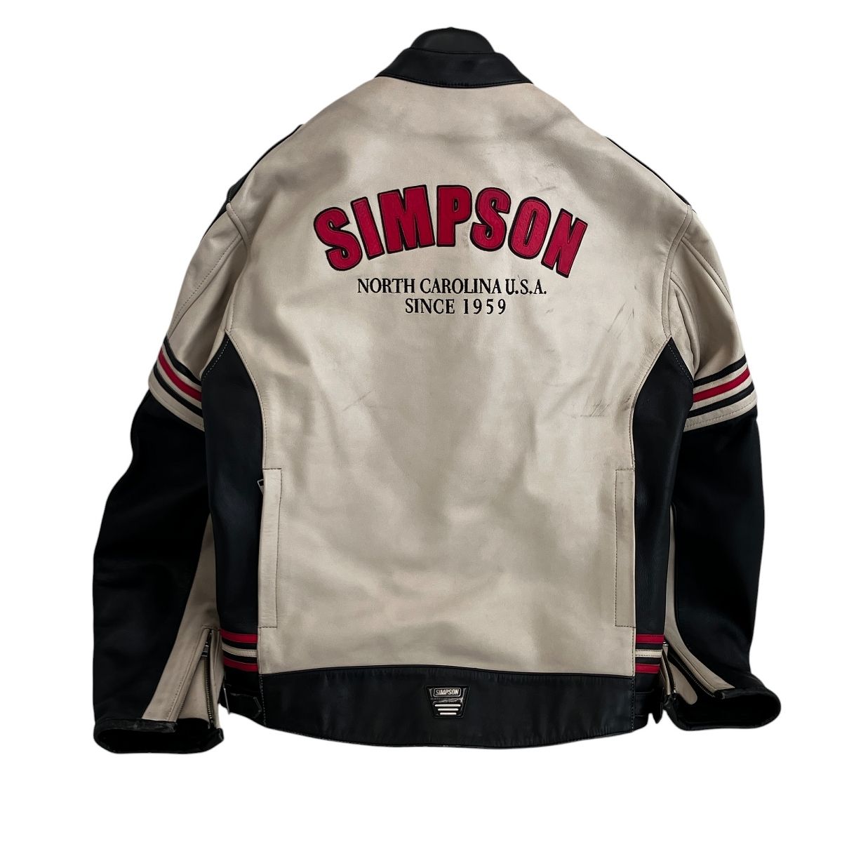 SIMPSON バイク用ジャケット　Lサイズ　レッド　牛革レザー 2025年最新】シンプソン レザー ジャケット 男性用バイクウェア