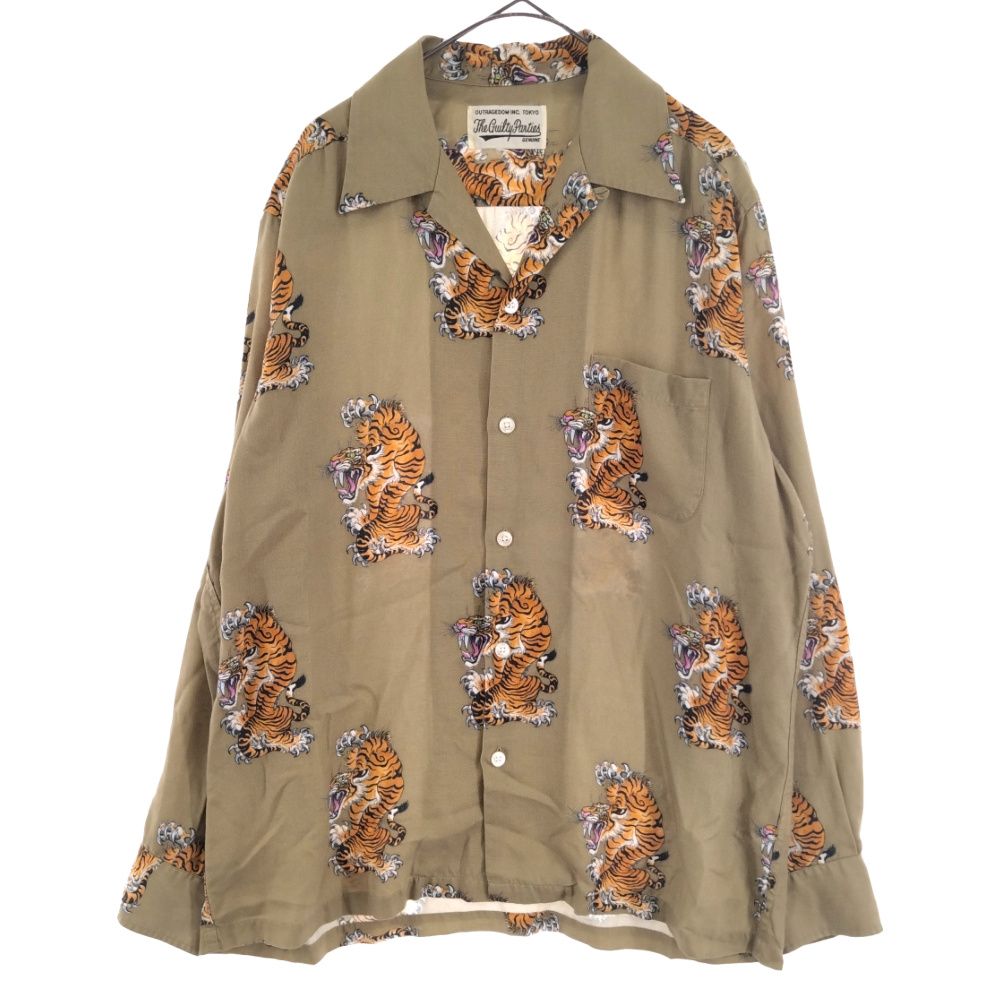 WACKO MARIA ワコマリア TIM LEHI L/S HAWAIIAN SHIRTT YPE 3 虎総柄長袖シャツ ベージュ TIMLEHI-WM-HI10