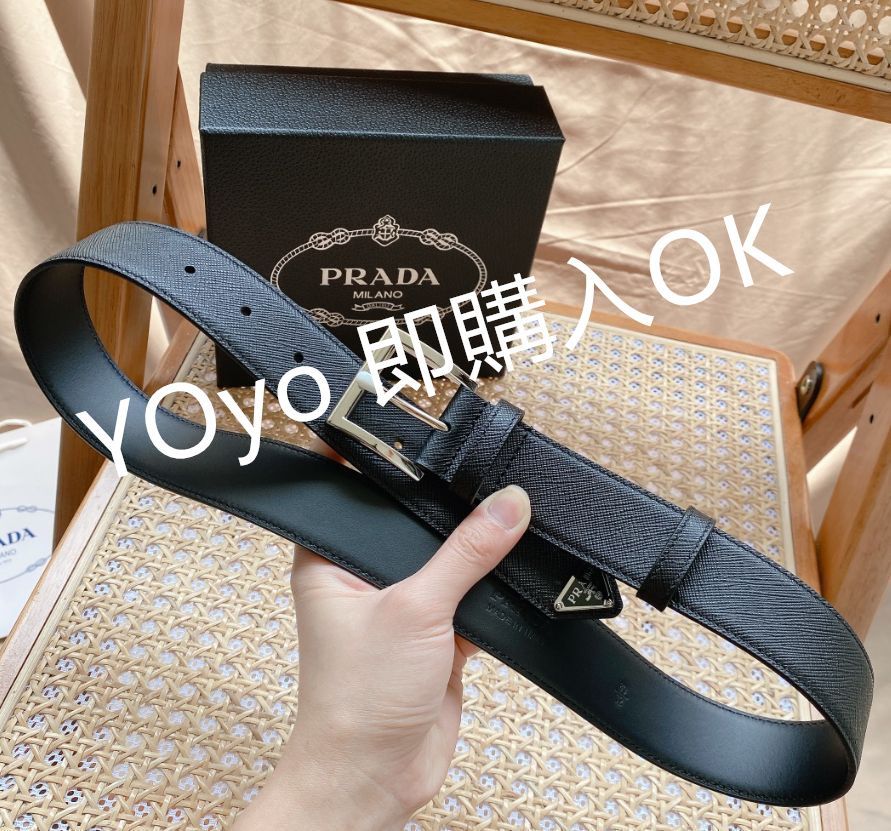 新品未使用 PRADA プラダ ベルト メンズ サフィアーノ レザー トライアングルロゴ 幅：3.5cm - メルカリ