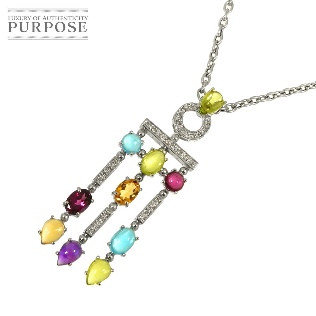 ダイヤ 0.32ct マルチストーン ネックレス 44cm K18 WG ホワイトゴールド 750 Diamond Necklace 90295586