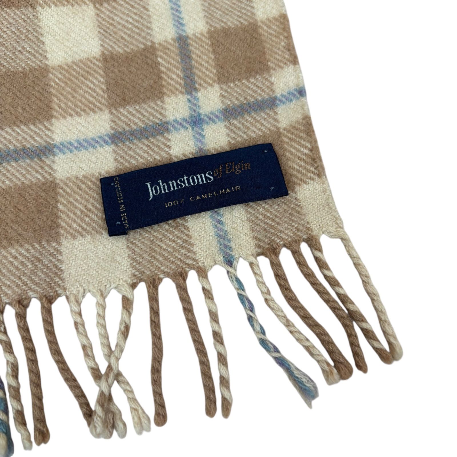 極美品　ジョンストンズ　カシミヤ　ストール　マフラー　ブラウン　チェック 極美品 ジョンストンズ カシミヤ ストール マフラー ブラウン