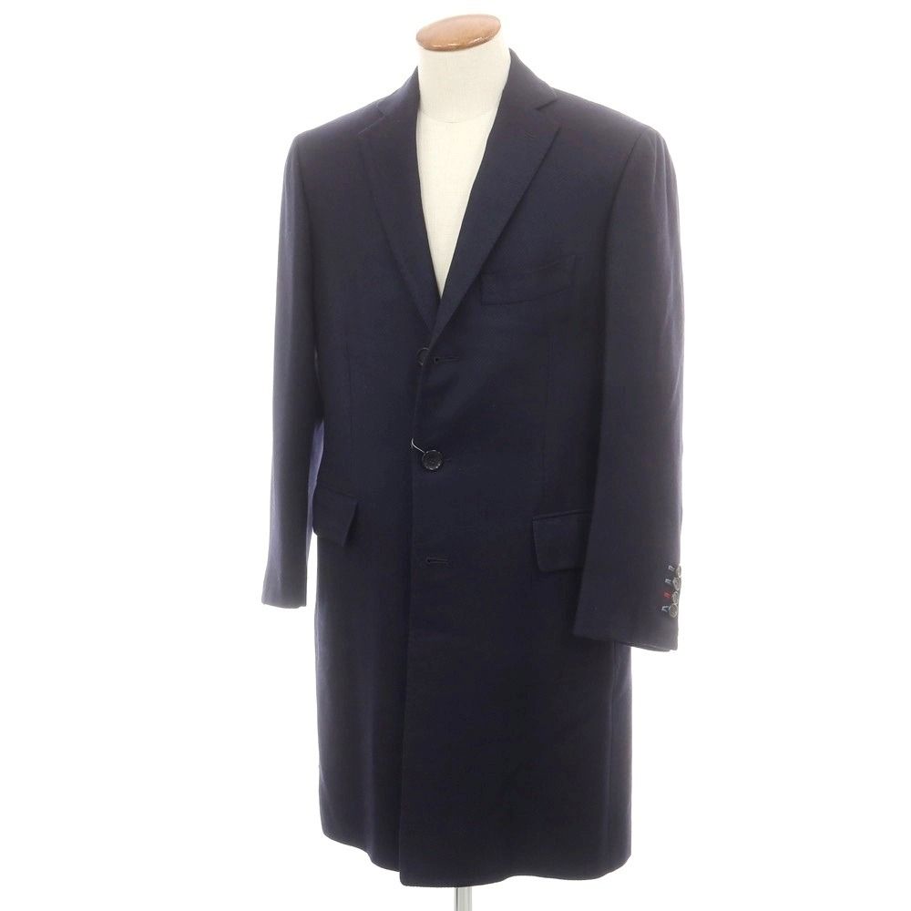 チェーザレ アットリーニ Cesare Attolini ウールカシミヤ チェスターフィールドコート ネイビー サイズ48 メンズ