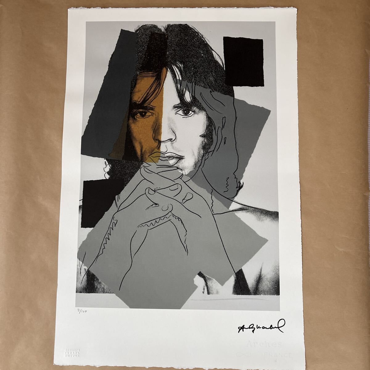 アンディ ウォーホル Mick Jagger サイン入りリトグラフ 100部 真作証明書付 シリアルナンバー模写 複製版画