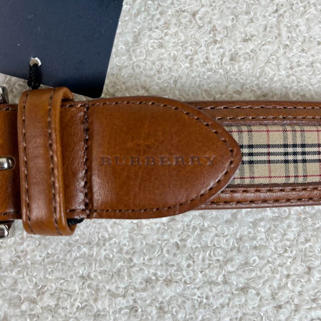 美品　バーバリー　ベルト　レザー　ノバチェック　茶　ブラウン 新品未使用 BURBERRY ベルト レザー ノバチェック ブラウン
