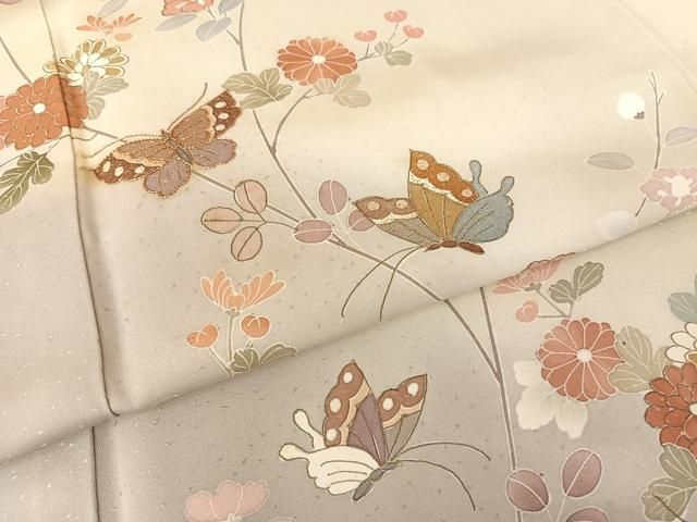 別誂小紋正絹袷創作品 平和屋着物○創業460年・千總 訪問着 駒刺繍 花蝶文 暈し染め