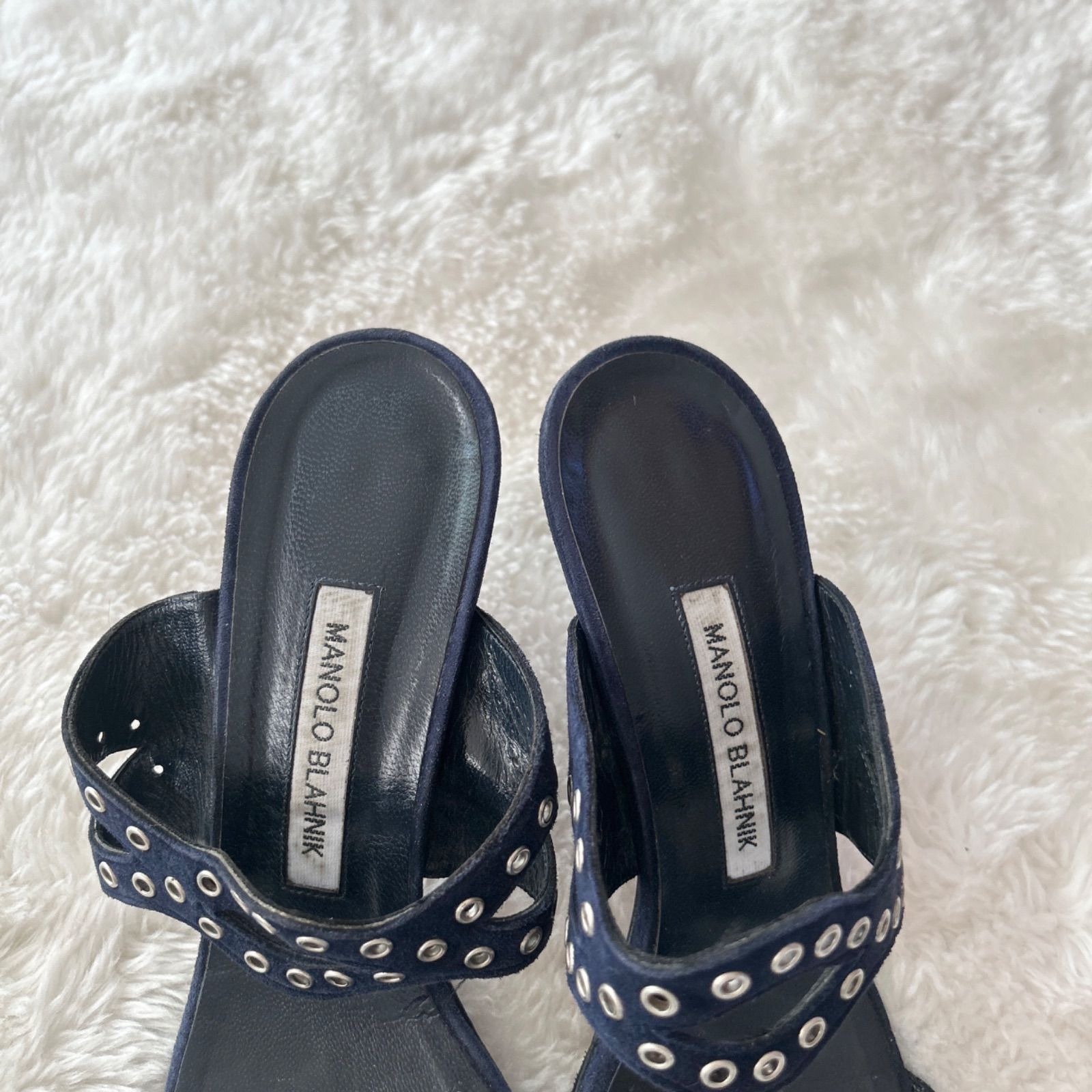 Manolo Blahnikマノロブラニク サンダル ミュール 25.0cm スエード