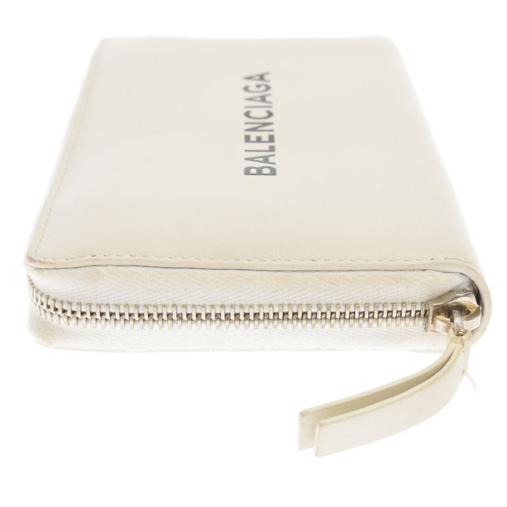 BALENCIAGA (バレンシアガ) ロゴプリント レザー ラウンドジップ 