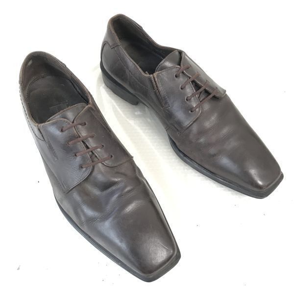 3万 ドイツ製 ロイド Lloyd 本革 プレーントゥ 8.5 27.0 茶 BROWN スクエアトゥ ビジネス dress shoes D-84