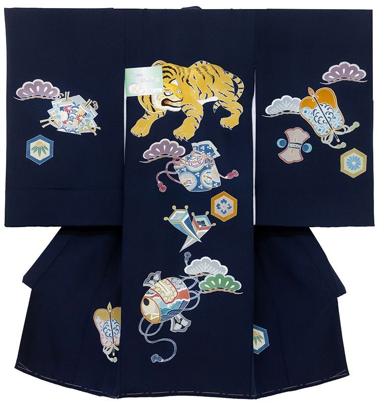 as様紋代込み夏物単衣新品絽生地 祝着　京友禅工芸染　大鷹と大王松熨斗豪華祝い文 新品正絹産着祝着京友禅伝統工芸、本金、特選大鷹と祝大王松波古典文
