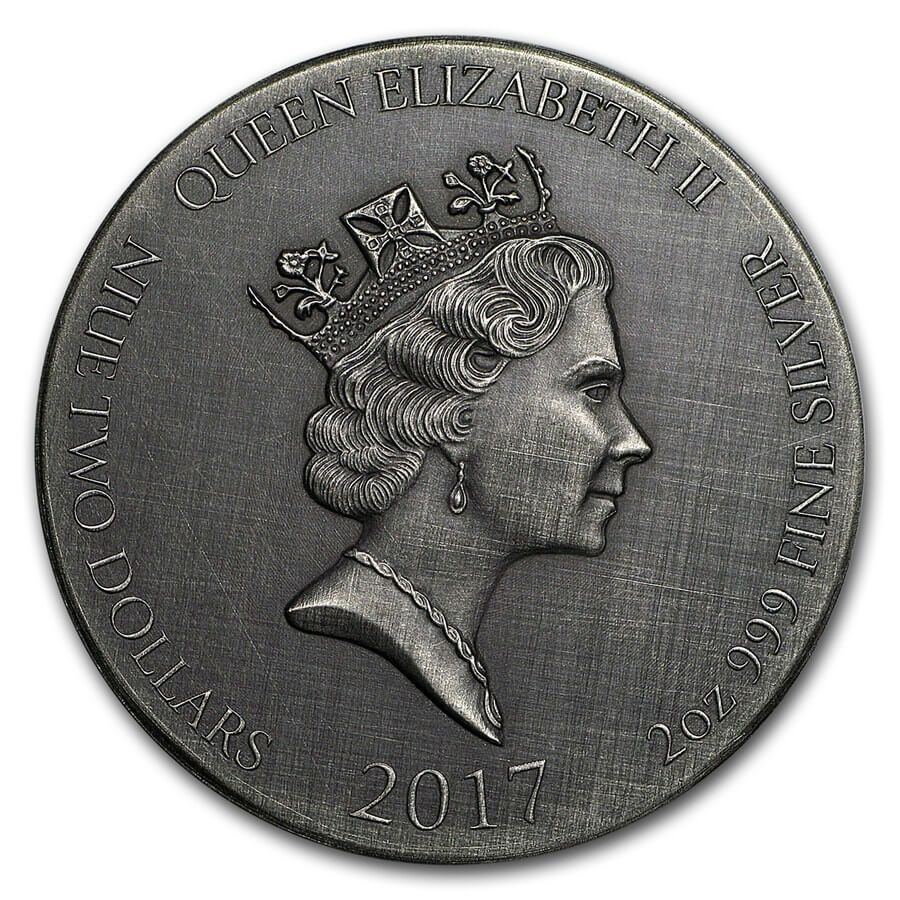 保証書付き] 2017年 (新品) ニウエ「聖書シリーズ・天使と組み打つヤコブ」純銀 2オンス