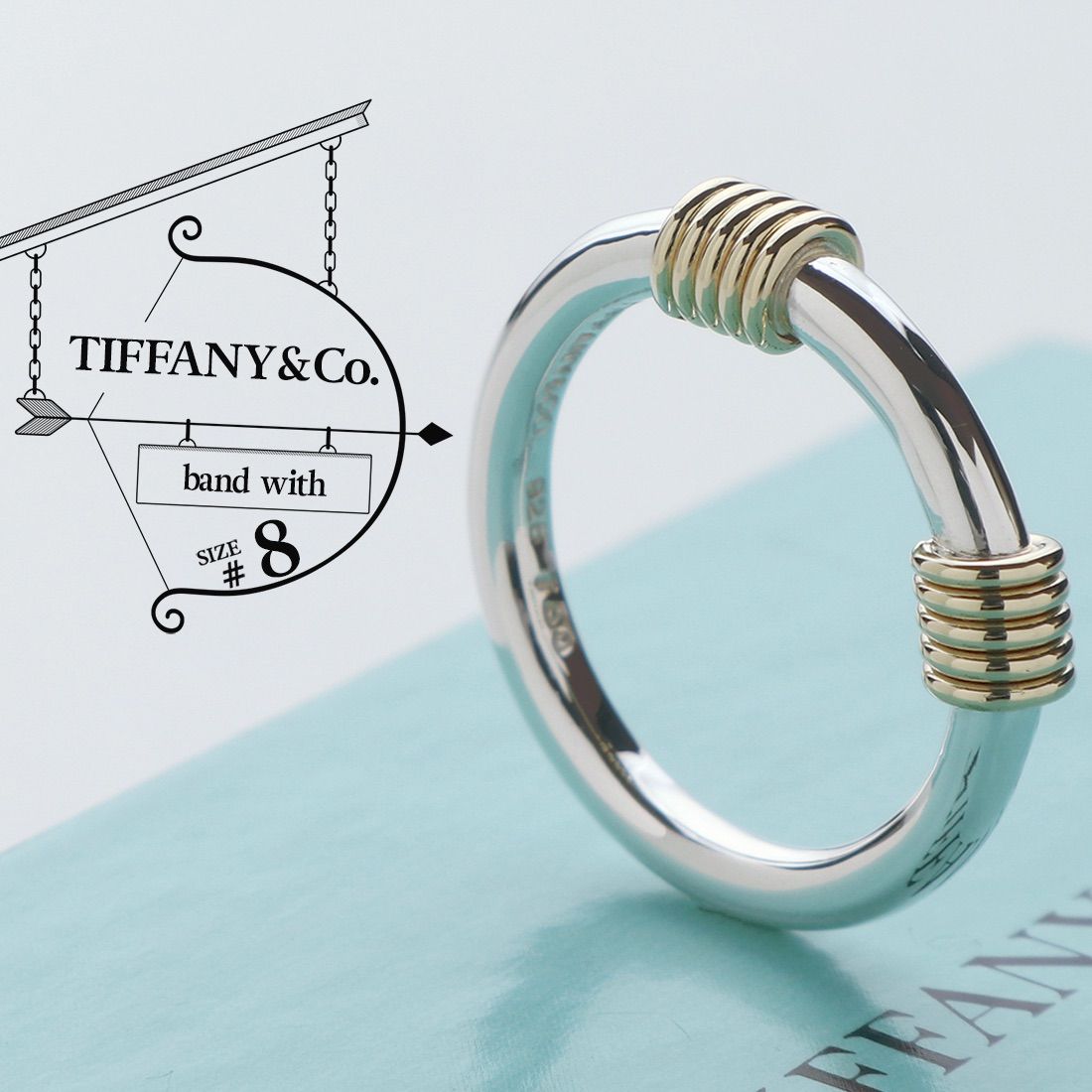 極美品 TIFFANY&Co. ティファニー ヴィンテージ バンドウィズ リング 8号 スターリング シルバー 925 YG 750 K18 -  メルカリ