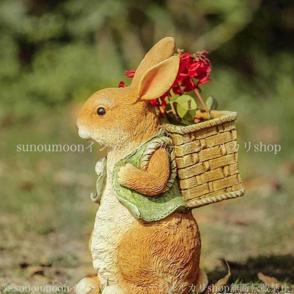 うさぎ ラビット お洒落 ウサギ ブラウン アニマル オレンジ かわいい 兎 ガーデンインテリア ガーデニング おしゃれ 庭 庭の装飾 動物 樹脂 ガーデン雑貨 プランター インテリア 雑貨 リアル 4-7 ガーデン