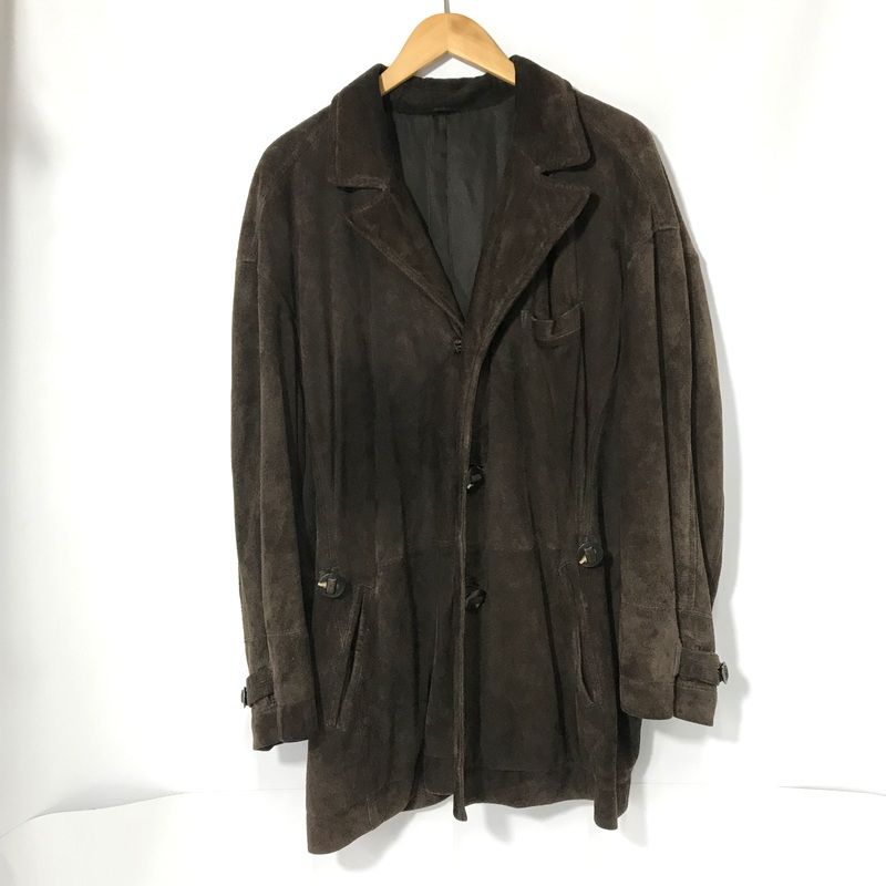 ISSEY MIYAKE 革ジャケット ブラウン ISSEYMIYAKE MEN レザージャケット 80s ヤギ革 ブルゾン 古着 革