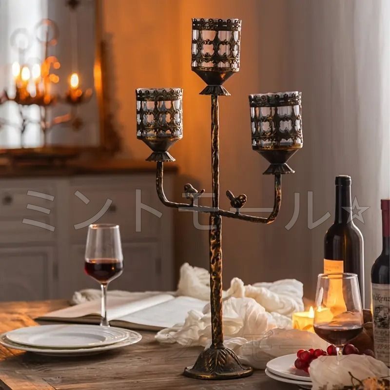 ドイツ製 ヴィンテージ 蝋燭立て 新品?未使用 キャンドルホルダー キャンドルスタンド 3灯 アイアン