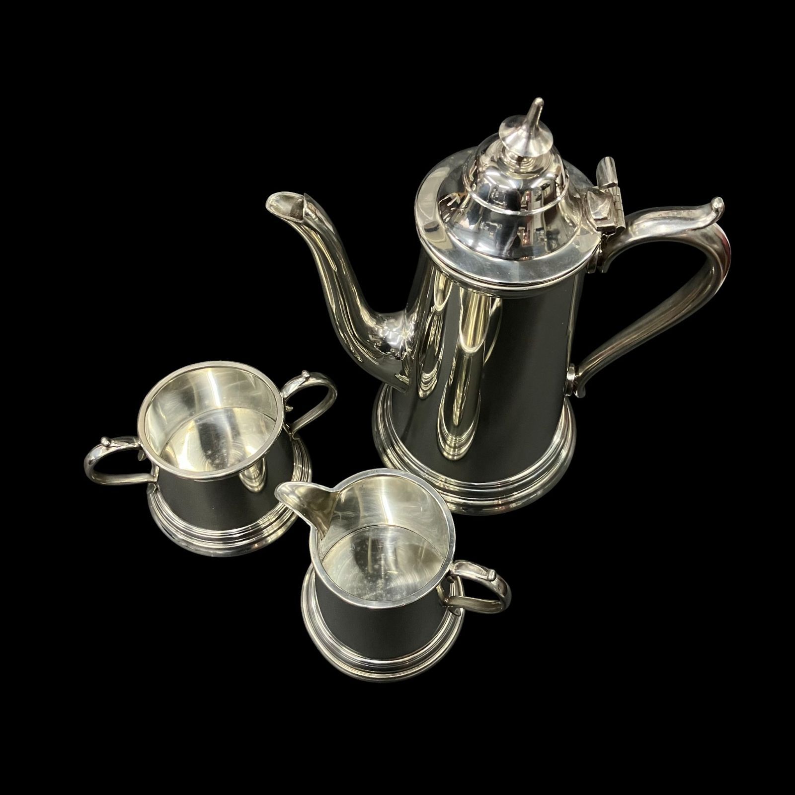 Sheffield ヴィンテージ ピュータープレート ティーセット ポット ミルクジャグ シュガーボウル