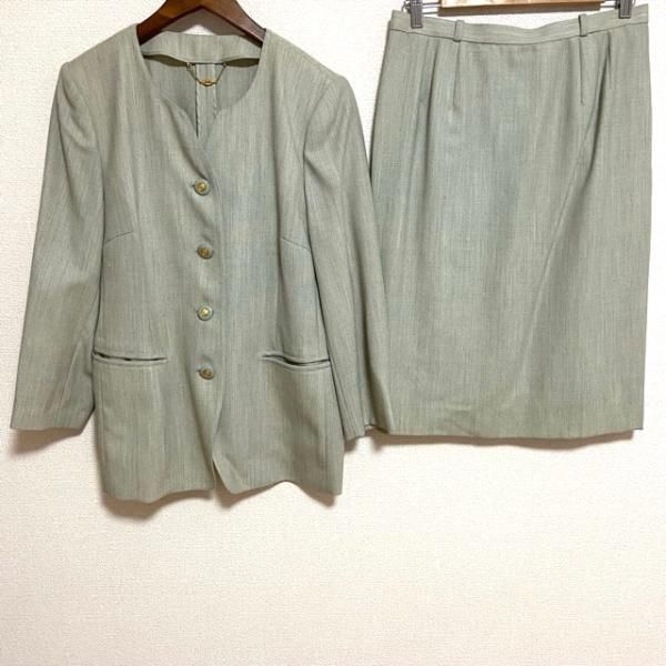 anc レリアン Leilian セットアップ スカートスーツ 13+ 緑系