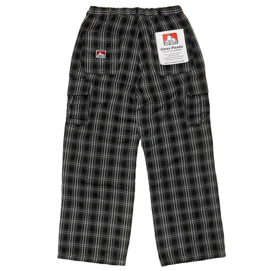 BEN DAVIS SNOW WORKERS CHECKER PANTS BLACK M L XL ベンデイビス 通販 メンズ 大きいサイズ ツイルパンツ チェックパンツ チェッカーパンツ カーゴパンツ ロングパンツ ワイドシルエット ワイドストレート