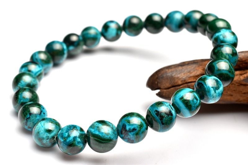 クリソコラ マラカイト 1点物】希少AAA☆アメリカ産 クリソコラインマラカイト 7-7.5mm