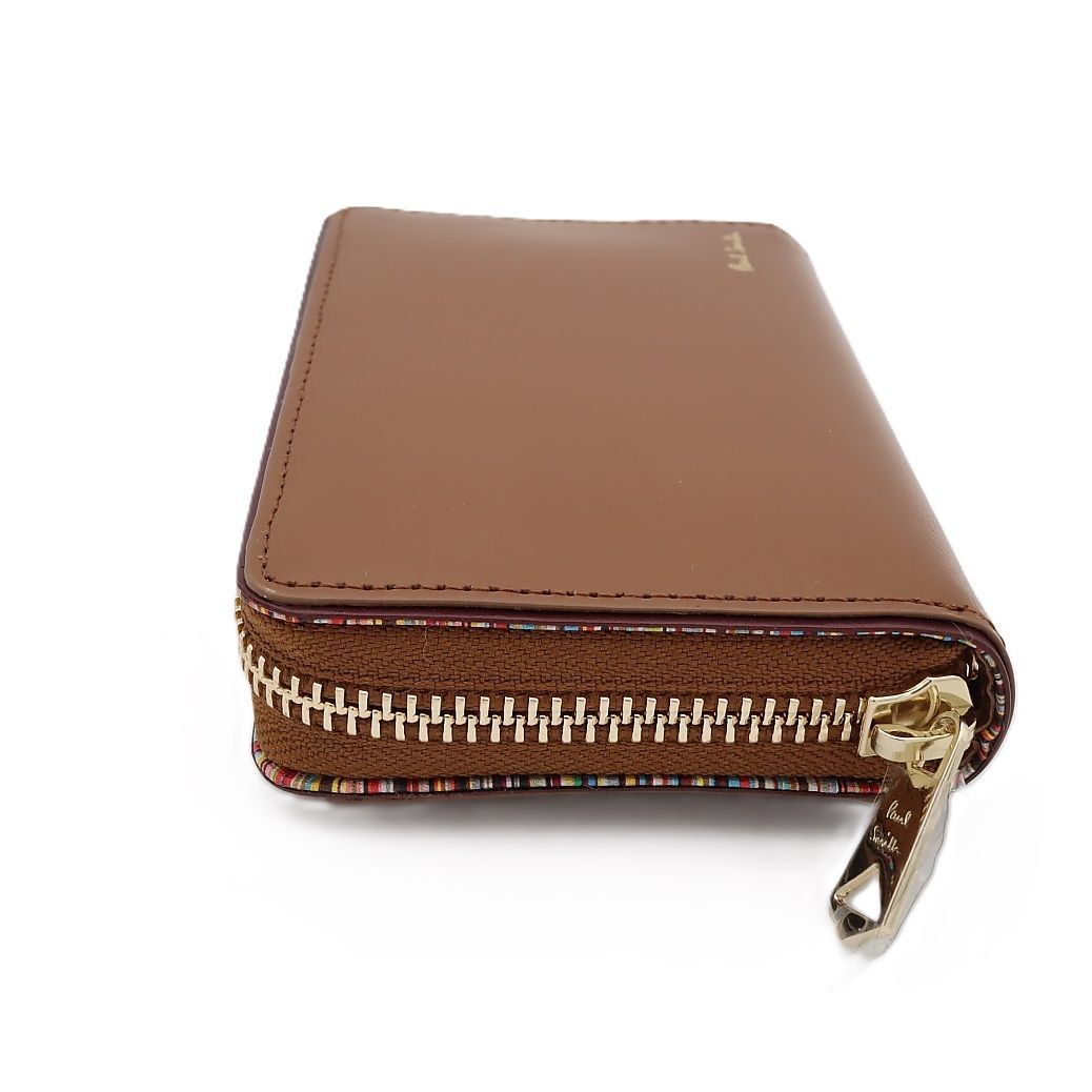 ポールスミス 型押しレザー マルチストライプ ゴールドジップ コイン