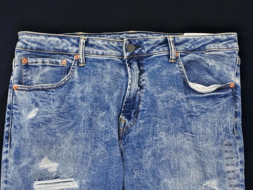 新品 AMERICAN EAGLE アメリカンイーグル 大きいサイズ ダメージ加工 スキニー デニムパンツ size38/青 ■■ メンズ