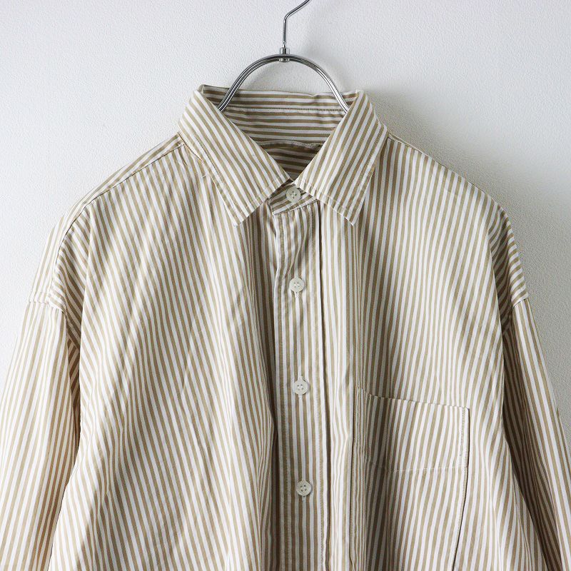 美品 定価14300円 2024SS スピック&スパン Spick and Span ストライプ コットンブロードワイドスクエアシャツ ベージュ【2400014391909】 美品 定価14300円 2024SS スピック&スパン Spick and Span