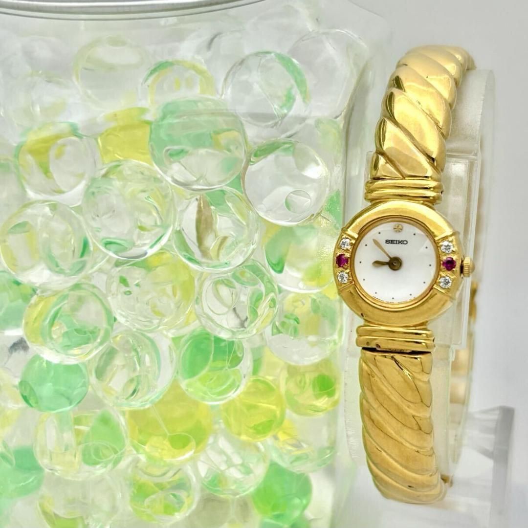 | 電池 SEIKO セイコー カラーストーン レディース 腕時計 ゴールド