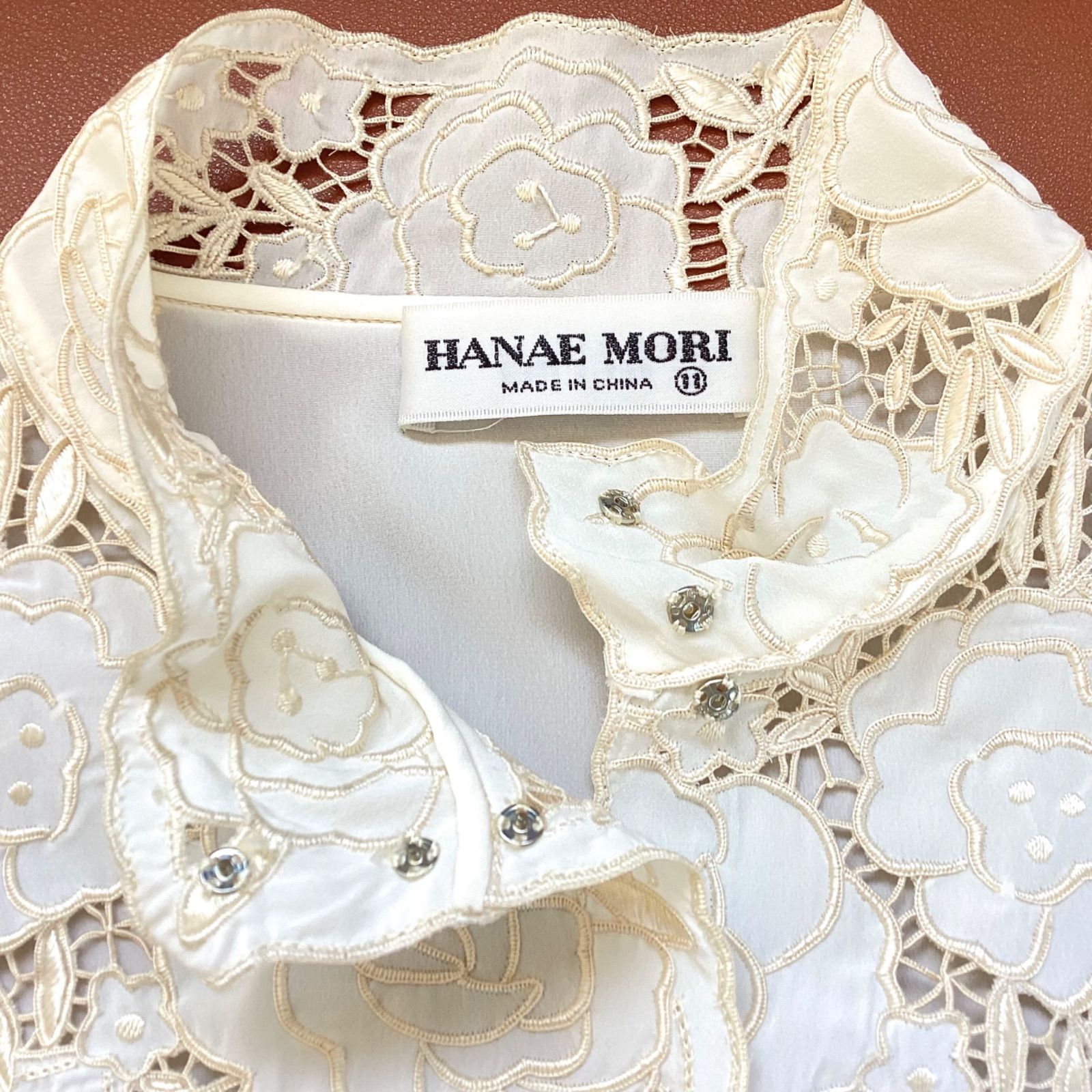 ☆美品☆ HANAE MORI ハナエモリ ブラウス 長袖 レース シルク L