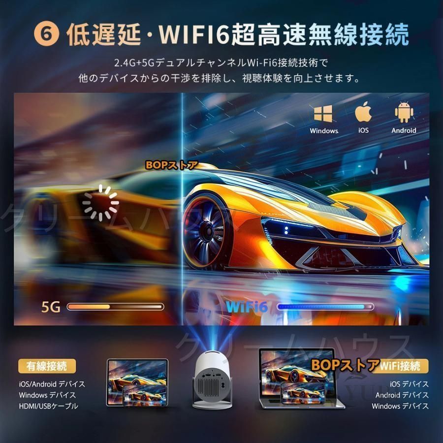 プロジェクター 天井投影 本体 小型 家庭用 4K対応 高輝度 自動補正 Android TV 11.0 10000lm 5G WiFi6 Bluetooth5.2 スピーカー内蔵 IOS MEBLE-SODAR_PL