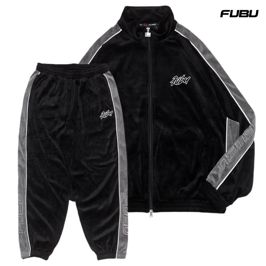 FUBU VELOUR TRACK SETUP【BLACK】 (フブ メンズ ベロア セットアップ