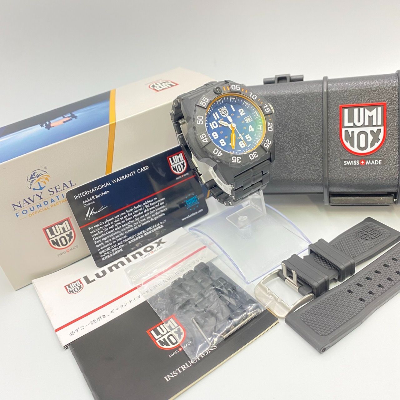 【ほぼ未使用!!1点限り早い者勝ち!!】 LUMINOX ルミノックス NAVY SEAL ネイビーシール 3500 1GBQ H-3 LX-200 ネイビー 腕時計 替えベルト付き メンズ クォーツ