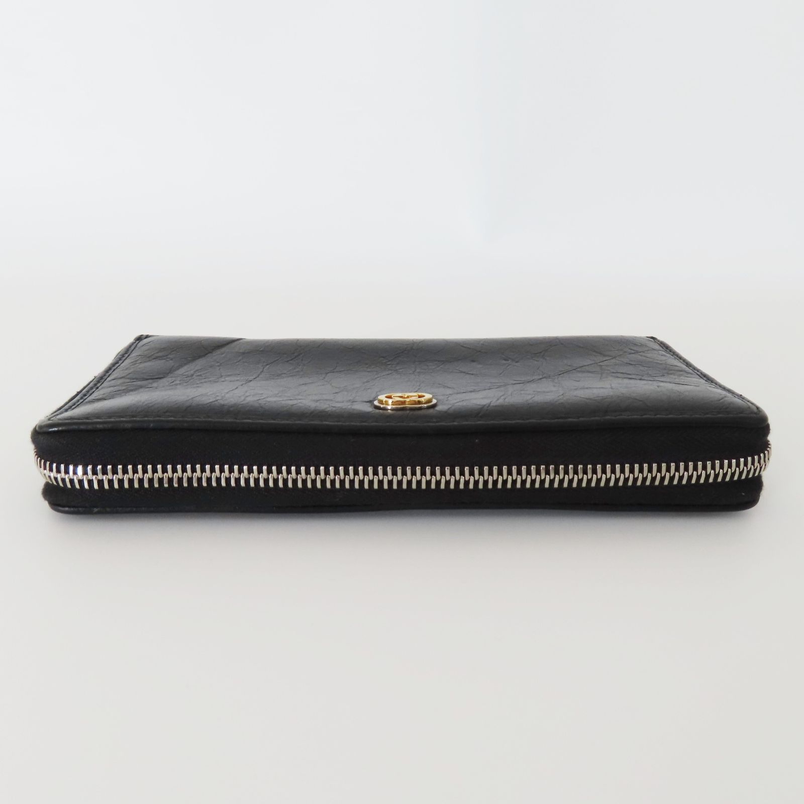 T09 GUCCI グッチ インターロッキング レザーラウンドファスナー長財布  