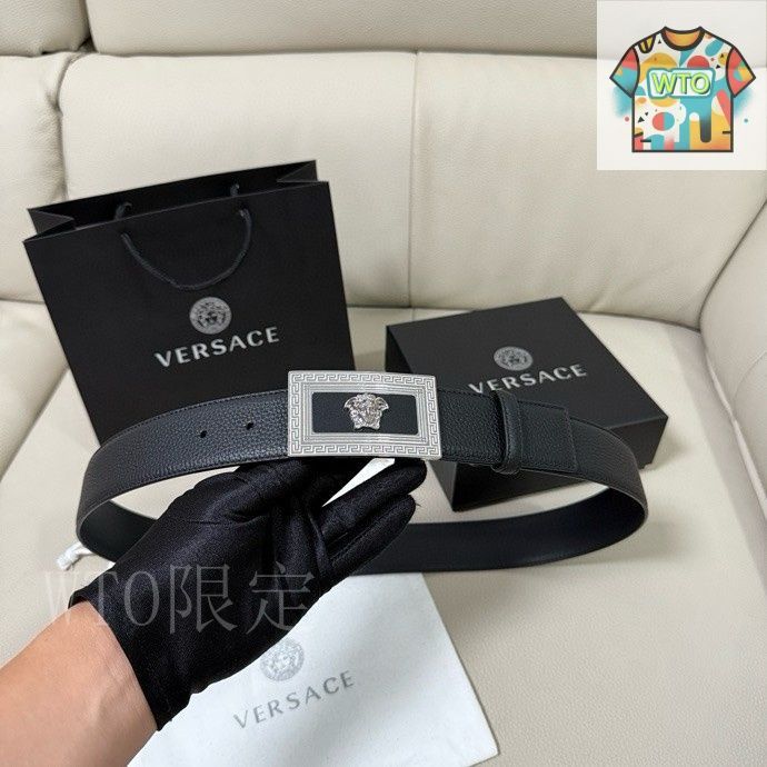 ［新品未使用］VERSACE ブラックレザー ベルト メデューサヘッド 今日特価】Versace MEDUSA ヘッドレザーメンズベルト-1 - メルカリ