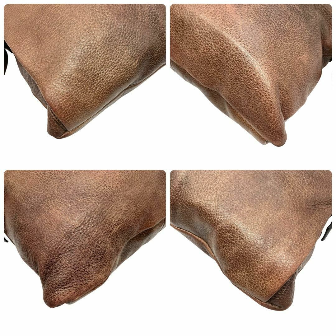 2085 PRADA ショルダーバッグ オールレザー シボ革 ブラウン A4