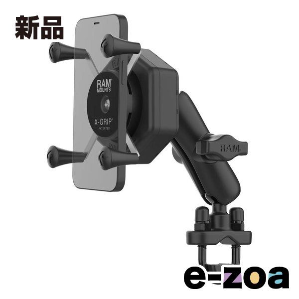 RAM MOUNTS(ラムマウント) マウントセット Xグリップ&ステムマウント スマートフォン用 テザー付き ブラック RAM-B-176 RAM MOUNTS(ラムマウント)マウントセット Xグリップ\u0026タフクランプ RAM