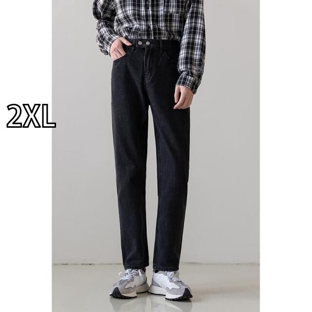 2XL 秋冬 コーデ メンズ 服 シンプル ファッション オシャレ 大人 かっこいい 大きいサイズ ストリート 紳士服 ストレート レッグ ジーンズ カジュアル スリムフィット ライト ウォッシュド フ スリミング パンツ