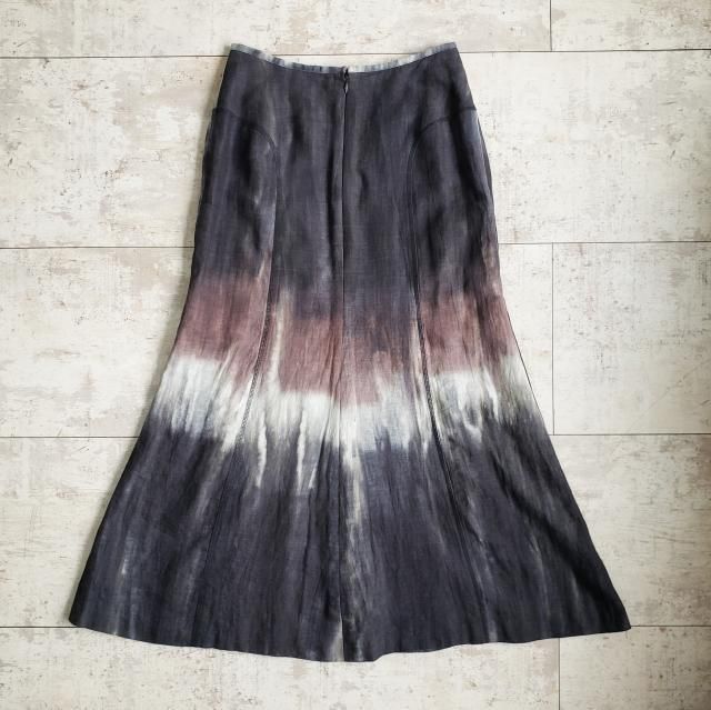エイココンドウ ☆ 麻 ムラ染 切替 ロング スカート 42 日本製 エイココンドウ ☆ 麻 ムラ染 切替 ロング スカート 42 日本製