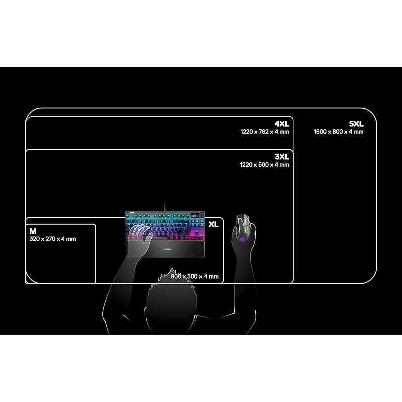 全品送料無料！ SteelSeries ゲーミングマウスパッド 2ゾーン RGB イルミネーション 9cm×30cm×0.4cm QcK Prism Cloth XL ブラック 高級