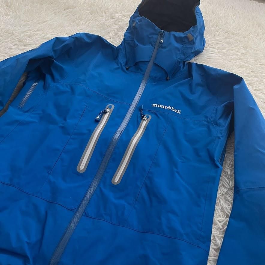 モンベルウィンドブレーカー M 収納ポーチ付き　ブルー ゴアテックス素材 モンベルウィンドブレーカー M 収納ポーチ付き ブルー ゴアテックス