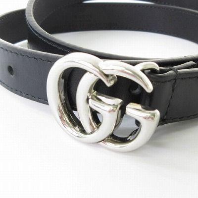 GUCCIダブルGロゴ レディースベルト　美品、稀少品です。 Gucci グッチ Ladys 黒レザーベルト ダブルGロゴ - メルカリ