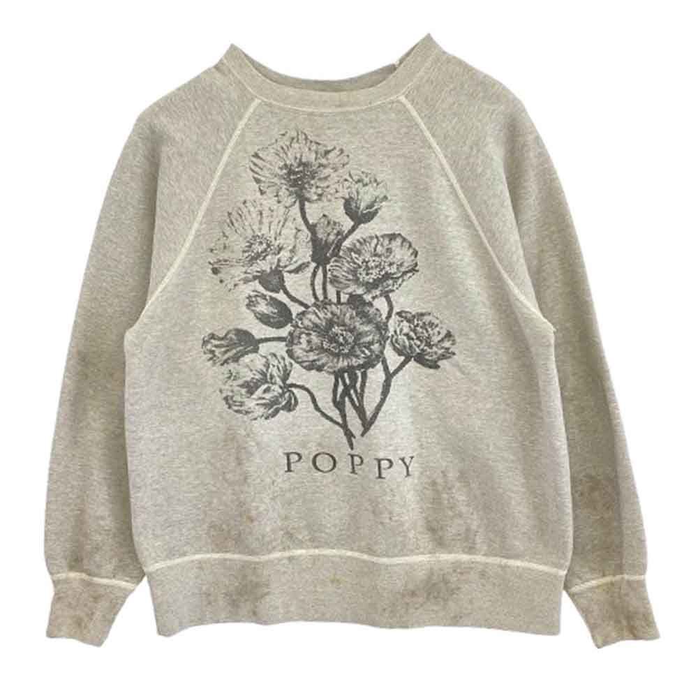 SAINT MICHAEL セントマイケル 24AW SM-YS1-0000-032 CREW SWT FLOWER GRAY フラワープリント ラグランスリーブ トレーナー スウェット グレー系 L 新古品