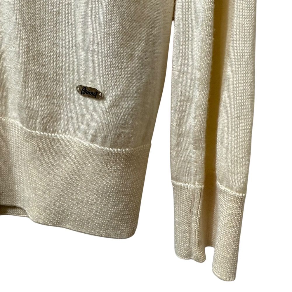 美品 Brioni ブリオーニ カシミヤシルク 長袖 ニットポロシャツ セーター 46 アイボリー メンズ 古着 中古 USED 美品 Brioni ブリオーニ カシミヤシルク 長袖 ニットポロシャツ